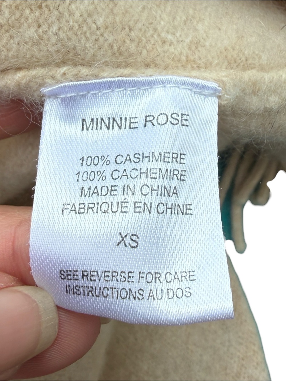 Minnie Rose 100% Cashmere Fringe Vest XS Cream Oatmeal Quiet Luxury Boho - Picture 7 of 10